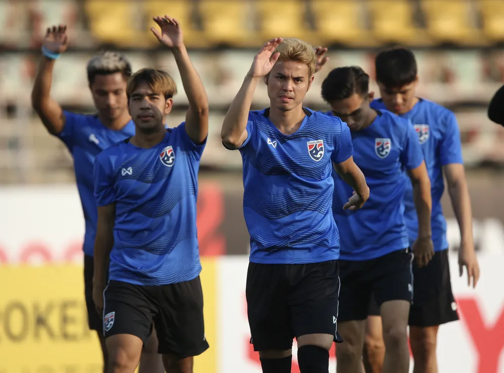 Các cầu thủ Thái Lan trong buổi tập cuối cùng trước trận gặp Việt Nam. ẢNH: SIAM SPORTS