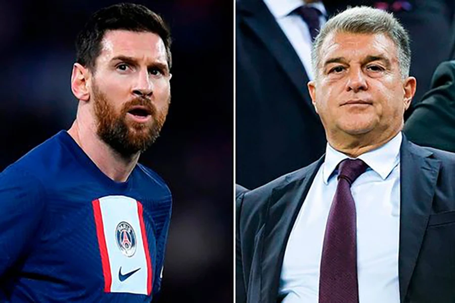 Laporta rất muốn đem Messi trở lại Camp Nou. ẢNH: MIRROR