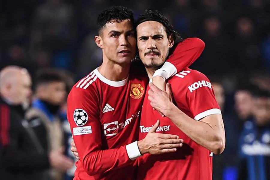 Ronaldo và Cavani có 1 mùa giải thi đấu cùng nhau ở Old Trafford. ẢNH: GETTY