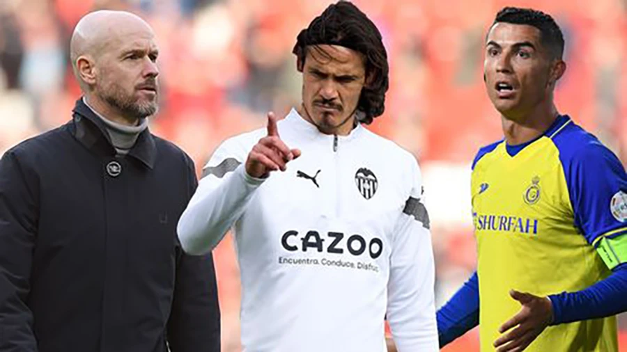 Cavani từng cay đắng cho rằng, một siêu sao như Ronaldo sẽ mặc định có suất đá chính trong mọi trận đấu, nhưng Ten Hag không nghĩ vậy. ẢNH: MIRROR
