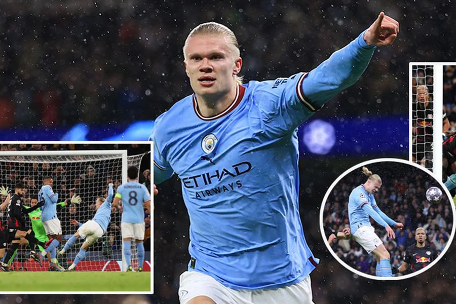 Erling Haaland đã có màn trình diễn siêu hạng tại Champions League. ẢNH: MIRROR