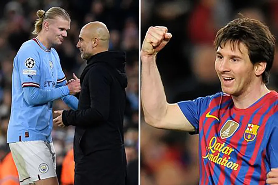 Pep Guardiola bị tố là giữ kỷ lục cho Messi nên thay Haaland ra nghỉ sớm. ẢNH: DAILY STAR Pep Guardiola bị tố là giữ kỷ lục cho Messi nên thay Haaland ra nghỉ sớm. ẢNH: DAILY STAR