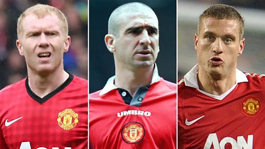 Scholes, Cantona và Vidic đều có tên trong đội hình hay nhất lịch sử MU do AI chọn. ẢNH: MIRROR