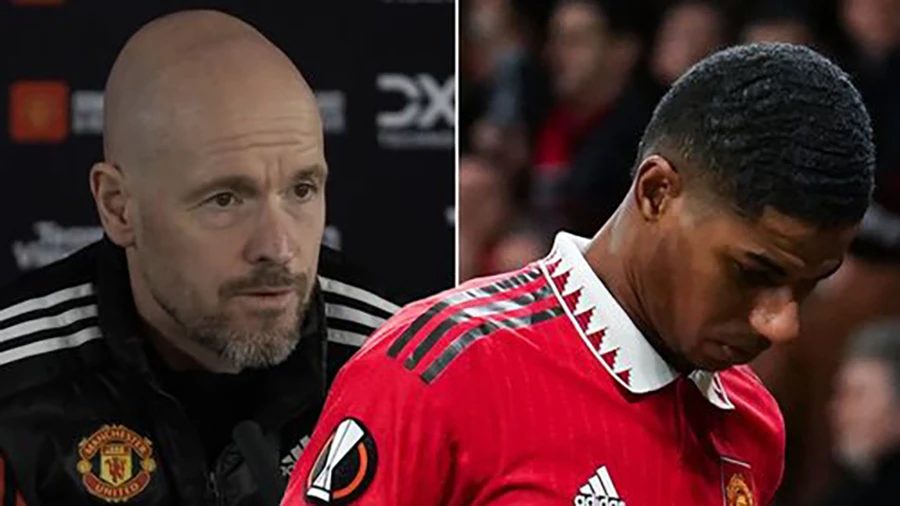 Khả năng ghi bàn của MU dưới thời Ten Hag phụ thuộc lớn vào Rashford. ẢNH: MIRROR