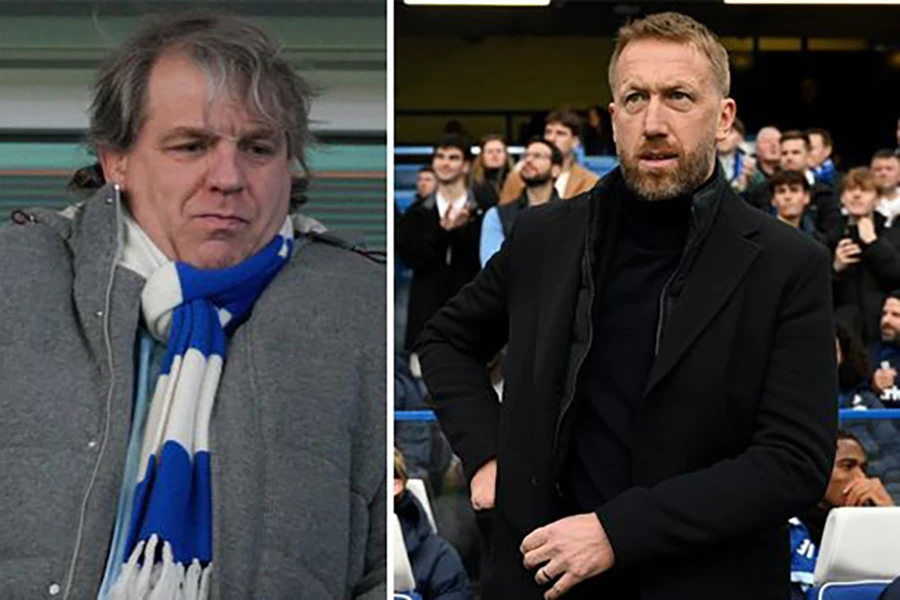 Todd Boehly chi rất nhiều tiền để đưa Graham Potter và đội ngũ của ông rời Brighton đến Chelsea. ẢNH: MIRROR
