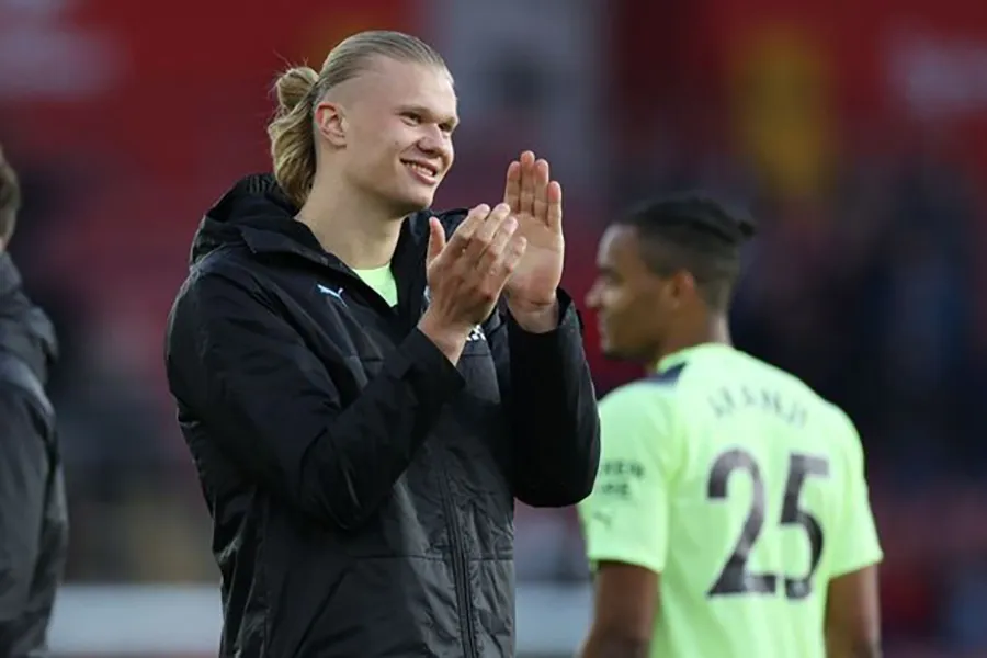 Haaland hài lòng về màn trình diễn của mình. ẢNH: GETTY