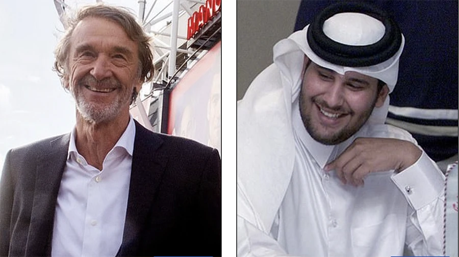 Sir Jim Ratcliffe và Sheikh Jassim bin Hamad Al Thani là hai nhà đầu tư có nhiều khả năng sở hữu Man Utd nhất. ẢNH: GETTY, PA