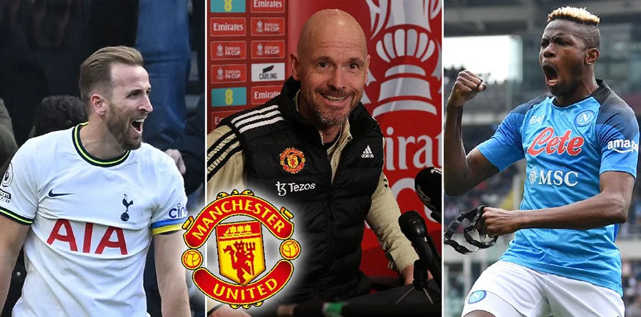 Kane và Osimhen là hai mục tiêu nhằm tăng cường hàng công MU của Ten Hag. ẢNH: MIRROR