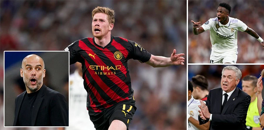 Real Madrid và Man City đã tạo nên trận đấu kinh điển đúng nghĩa chung kết sớm của Champions League. ẢNH: MIRROR