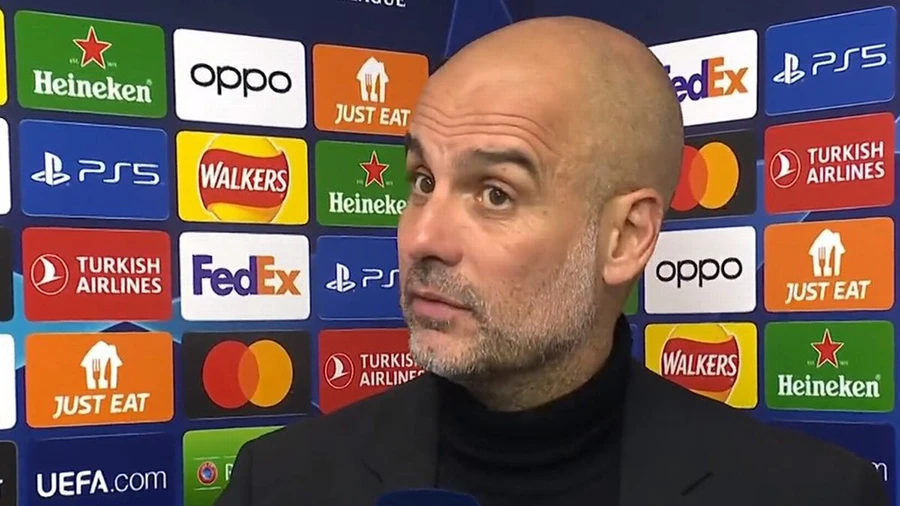 Pep Guardiola hài lòng về trận hòa của Man City. ẢNH: MIRROR