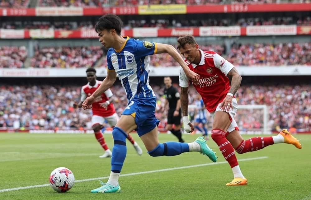 Không ghi bàn nhưng Mitoma vẫn là cái tên đáng chú ý trong trận đấu này. Ảnh: Getty