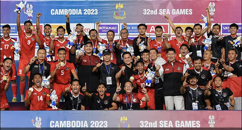 U-22 Indonesia giành chiếc HCV danh giá nhất Đại hội thể thao Đông Nam Á. ẢNH: BOLA