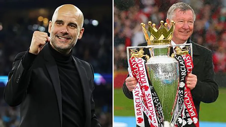 Pep Guardiola đang được so sánh với Sir Alex Ferguson về sự vĩ đại và những kỷ lục tại Premier League. ẢNH: MIRROR
