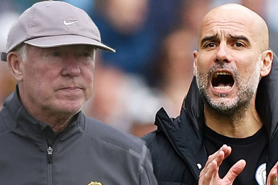 Pep Guardiola đã san bằng kỷ lục của Sir Alex Ferguson tại Premier League. ẢNH: MIRROR
