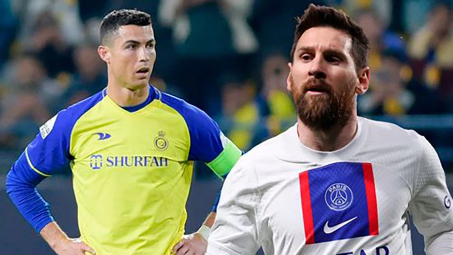 Messi vô địch Ligue 1 cùng PSG, còn Ronaldo trắng tay ở Al Nassr trong cùng 1 ngày. ẢNH: MIRROR