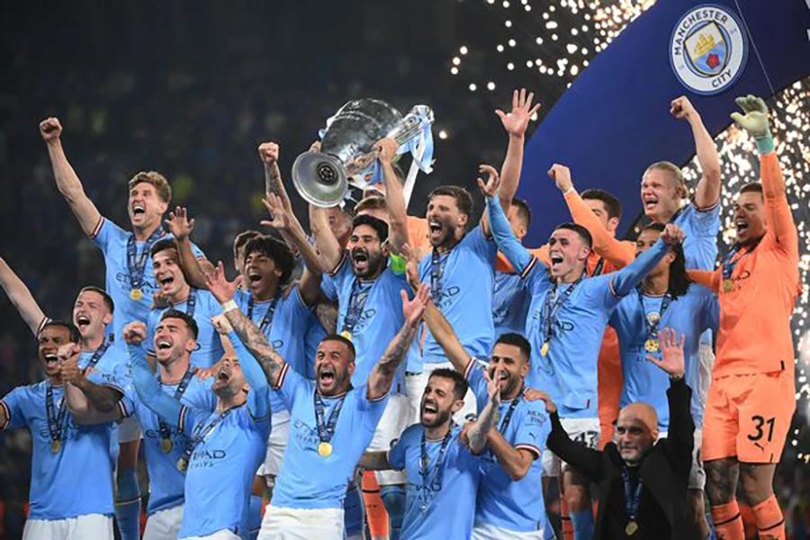 Manchester City hoàn tất cú ăn ba lịch sử sau khi vô địch Champions League. ẢNH: GETTY