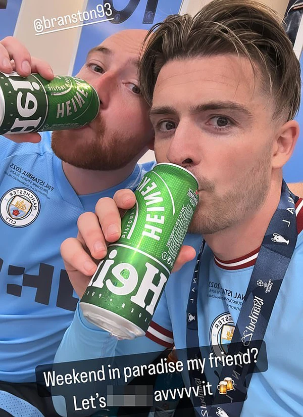 Man City tiêu tốn 100 triệu bảng Anh mua Jack Grealish từ Aston Villa. ẢNH: INTAGRAM JACK