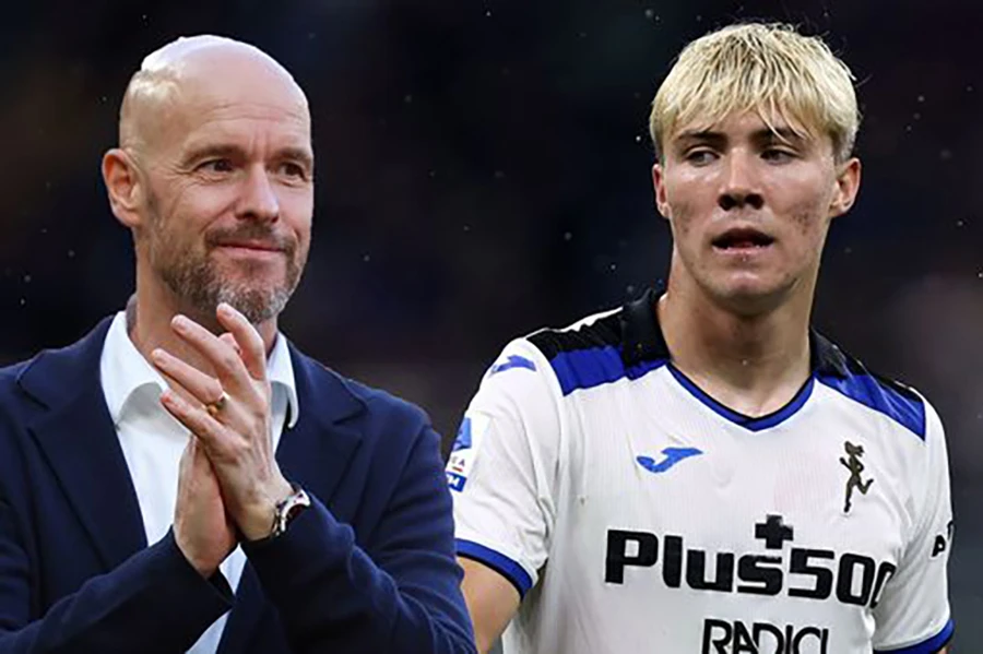 Rasmus Hojlund sẽ dẫn đầu hàng công của Ten Hag mùa giải tới? ẢNH: MIRROR