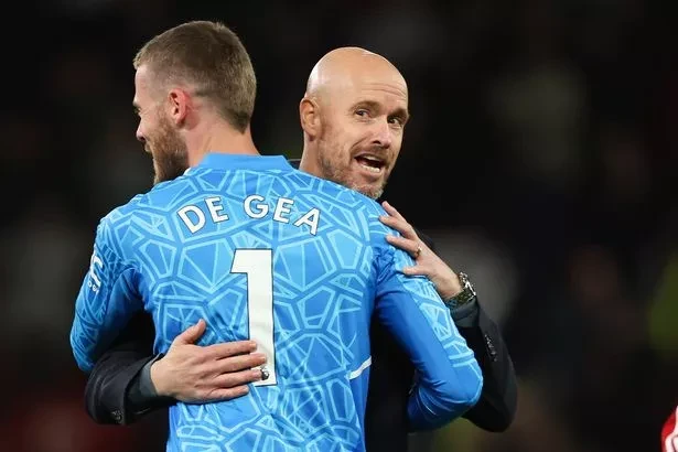 Ten Hag dành những lời tốt đẹp tri ân những cống hiến của De Gea cho MU. ẢNH: GETTY