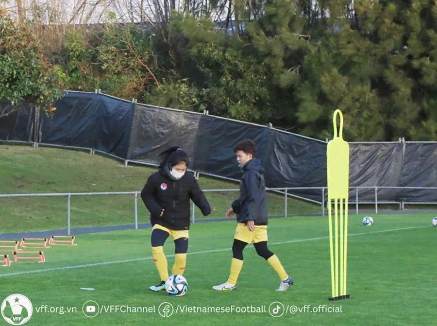 Thanh Nhã đeo khẩu trang tập luyện. ẢNH: VFF Thanh Nhã đeo khẩu trang tập luyện. ẢNH: VFF