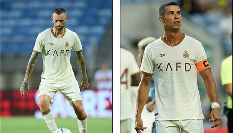 Ngay khi Ronaldo và Brozovic rời sân thì Al Nassr nhận 5 bàn thua chóng vánh. ẢNH: GETTY