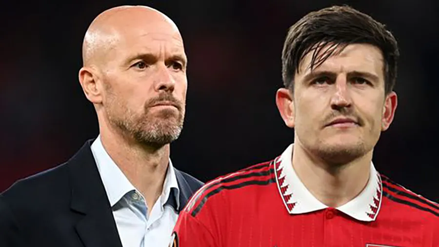 Ten Hag đã thẳng tay tước băng đội trưởng của Harry Maguire. ẢNH: MIRROR