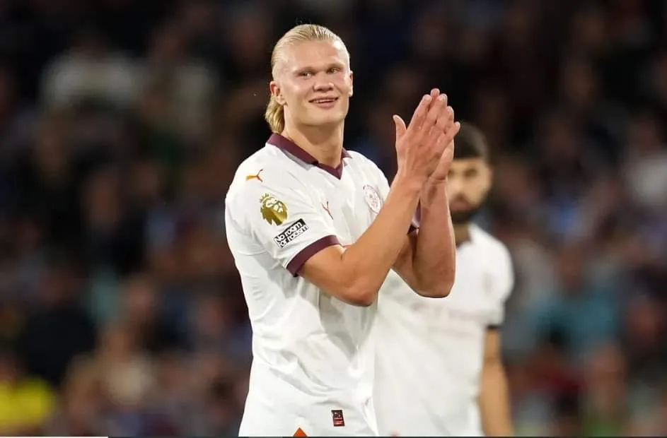 Erling Haaland có cú đúp đầu tiên ở mùa giải mới. Ảnh: Getty