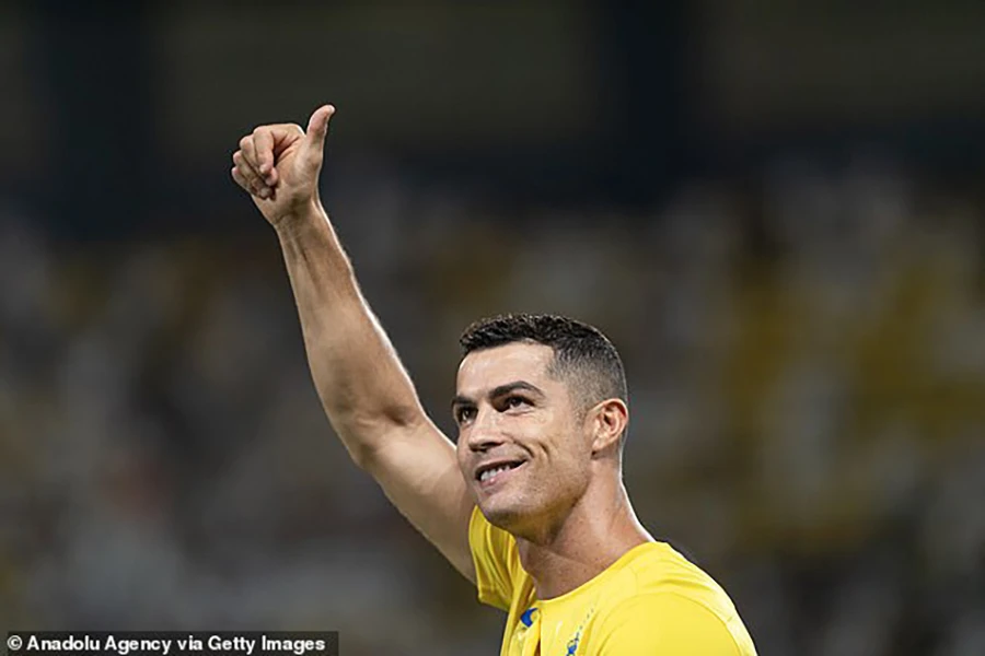 Ronaldo ghi hat-trick thứ ba của mình tại Al Nassr. ẢNH: GETTY