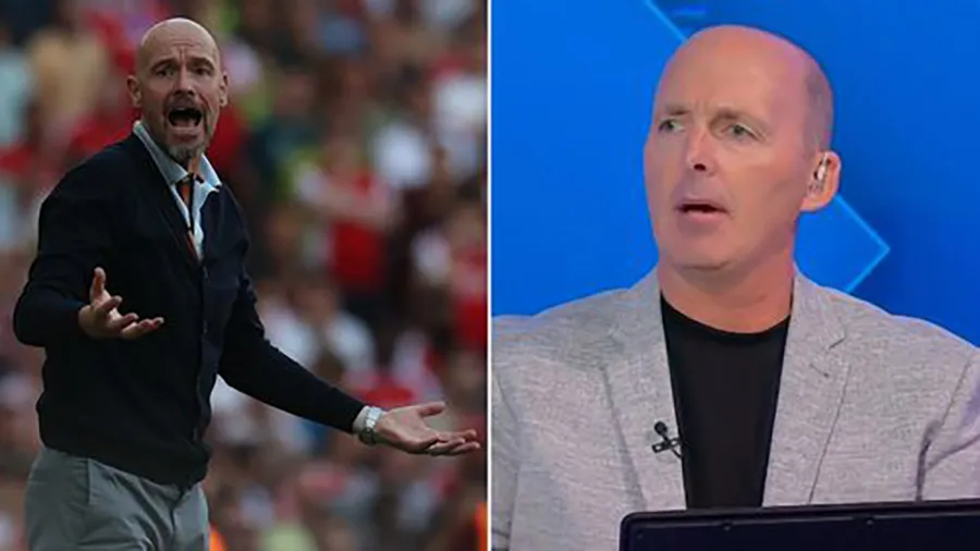 Mike Dean thông cảm với Ten Hag vì góc nhìn của ông thầy người Hà Lan cho thấy Garnacho chưa việt vị. ẢNH: MIRROR