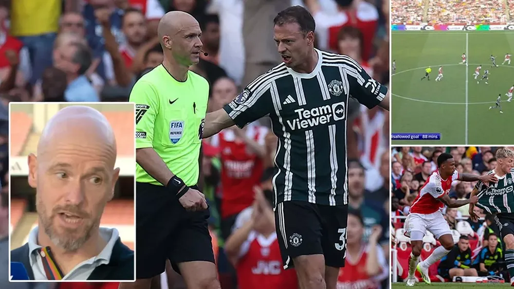 Ten Hag nổi giận cho rằng trọng tài và VAR sai lầm trong 3 quyết định khiến MU thua cuộc. ẢNH: MIRROR