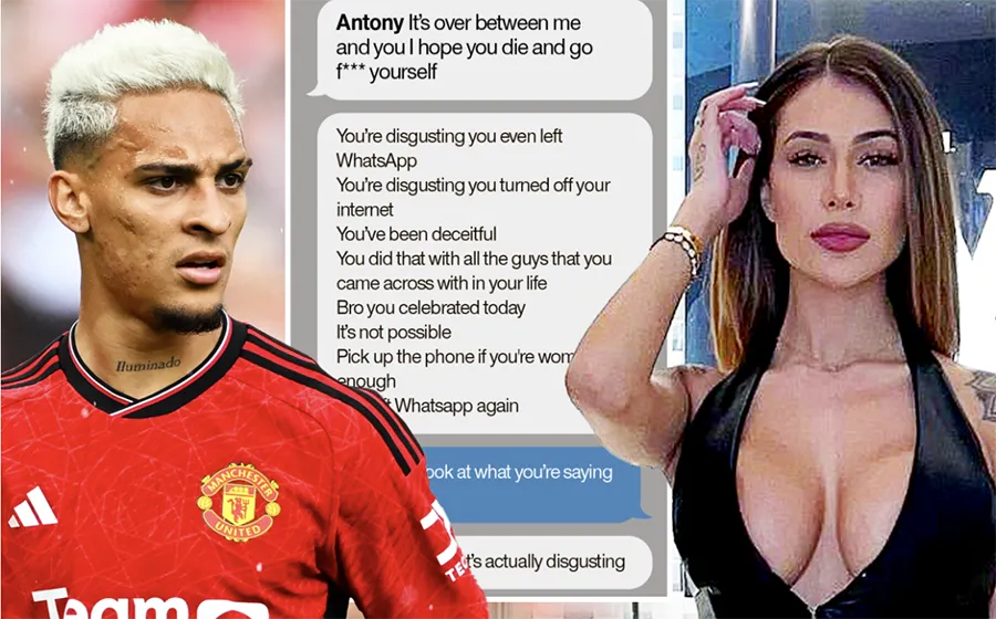 Đoạn tin nhắn giữa Antony và Gabriela Cavallin bị rò rỉ. ẢNH: SUN SPORTS