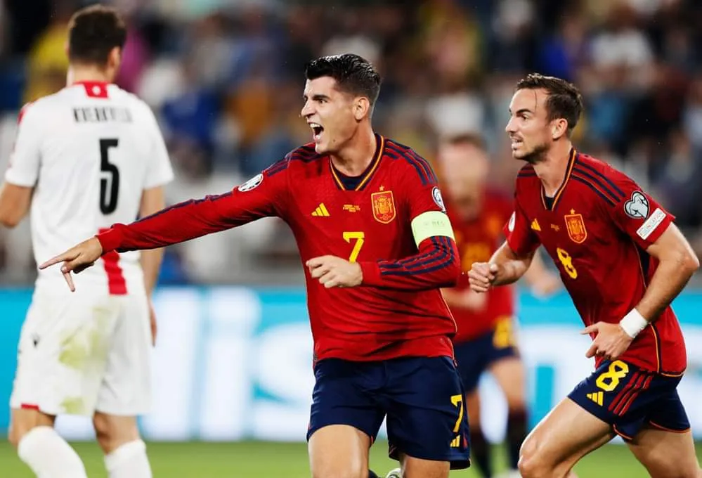 Morata tỏa sáng với hat-trick bàn thắng. Ảnh: Getty