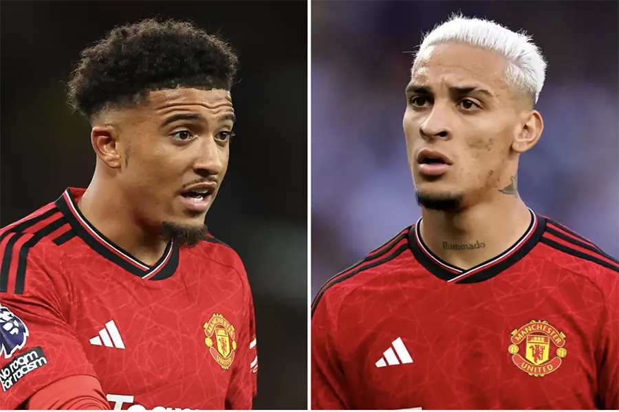 Antony và Sancho vẫn có tên trong đội hình MU. ẢNH: SUN SPORTS antony-sancho-manchester-united.png
