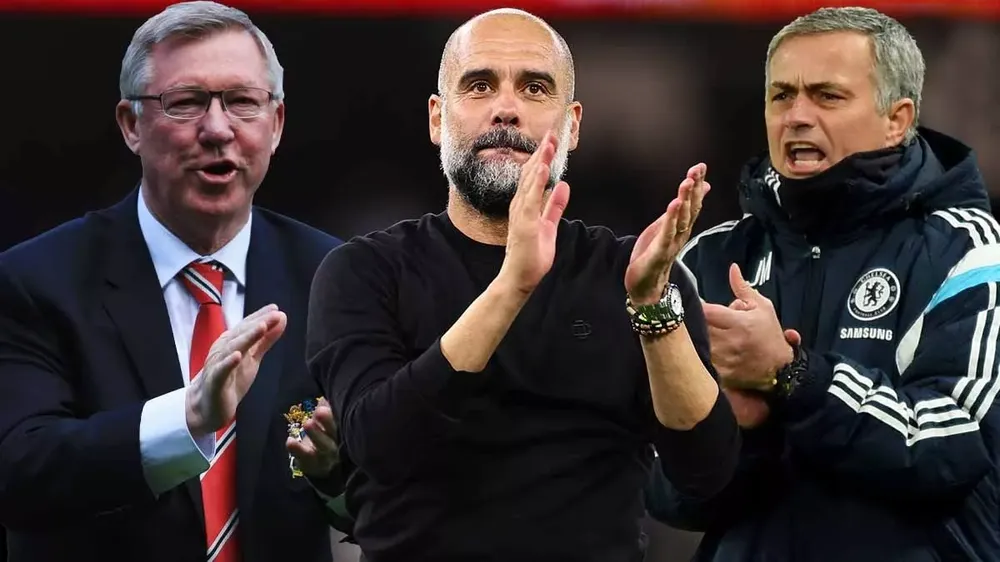 Sir Alex Ferguson, Pep Guardiola và Jose Mourinho nằm trong Top 3 HLV hay nhất lịch sử bóng đá theo AI. ẢNH: MIRROR guardiola-mourinho-sir-alex-ferguson.jpg