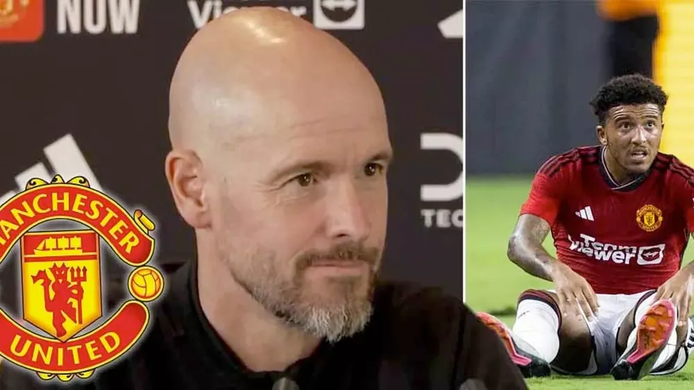 Ten Hag tiết lộ không phải lần đầu Sancho vi phạm kỷ luật của MU. ẢNH: MIRROR manchester-united.jpg