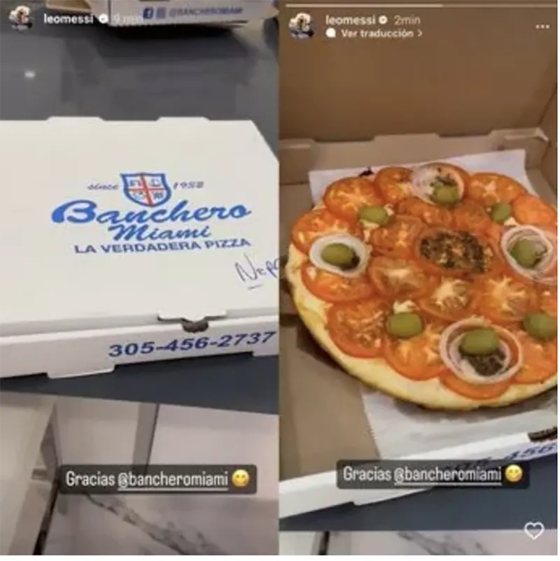 Messi đăng ảnh cảm ơn tiệm bánh pizza. ẢNH: INSTAGRAM MESSI messi-pizza.png