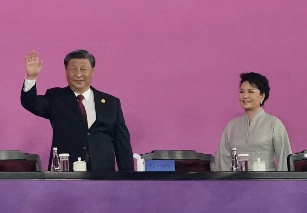 Chủ tịch Trung Quốc Tập Cận Bình trong lễ khai mạc ASIAD 19. ẢNH: REUTERS khai-mac-asiad-19-15.png