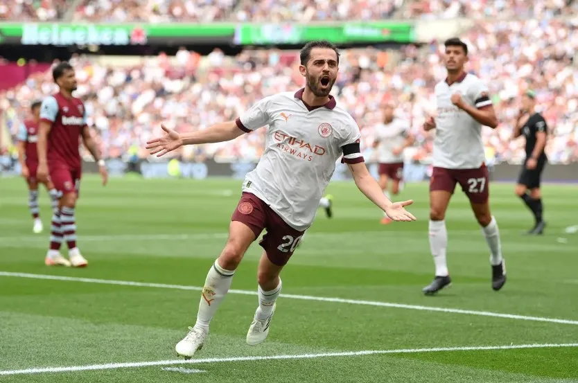 Bernardo Silva nhiều khả năng vắng mặt trong trận đấu gặp Nottingham. Ảnh: Getty silva-man-city.jpeg
