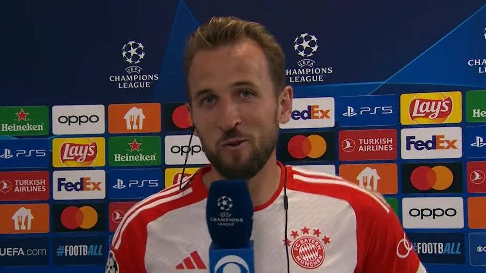 Harry Kane ca ngợi màn trình diễn của cả đội Bayern Munich. ẢNH: MIRROR kane-bayern-munich.jpeg