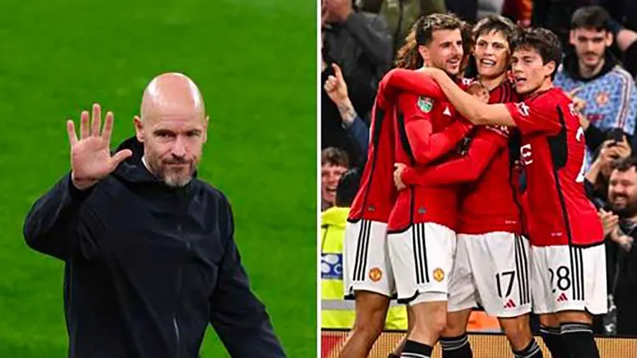Ten Hag tạo cơ hội cho hai sao trẻ Alejandro Garnacho và Facundo Pellistri đá chính trong trận thắng Crystal Palace. ẢNH: MIRROR manchester-united-carabao-cup.jpeg