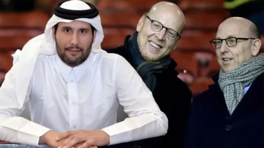 Bị Glazer từ chối, Sheikh Jassim có thể chuyển sang mua lại Tottenham. ẢNH: MIRROR Sheikh-Jassim-glazer-man-united.png