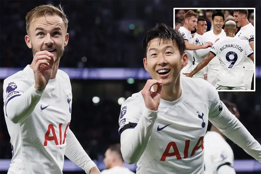 Tottenham bay cao trên đỉnh Premier League. ẢNH: SUN SPORTS son heung-min, maddison, tottenham
