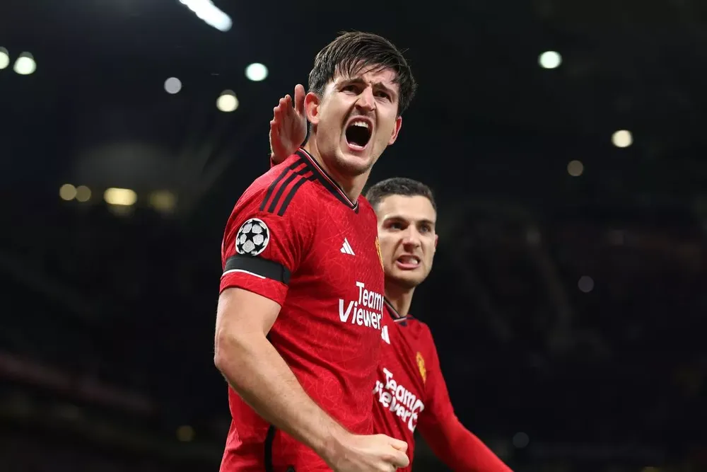 Maguire ăn mừng bàn thắng duy nhất trận. ẢNH: GETTY maguire-manchester-united.jpg