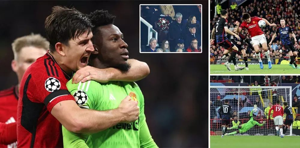 Maguire và Onana cùng nhau tỏa sáng giúp MU có 3 điểm cực kỳ quan trọng tại Champions League. ẢNH: MIRROR onana-maguire-man-united.jpg