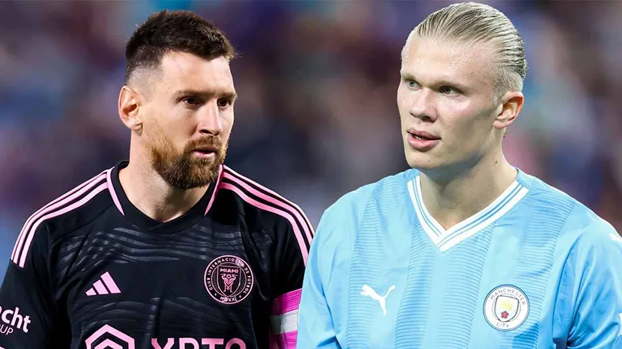 Haaland xuất sắc nhưng có lẽ anh "nhường" quả bóng vàng 2023 cho Messi. ẢNH: MIRROR Messi, Haaland, quả bóng vàng