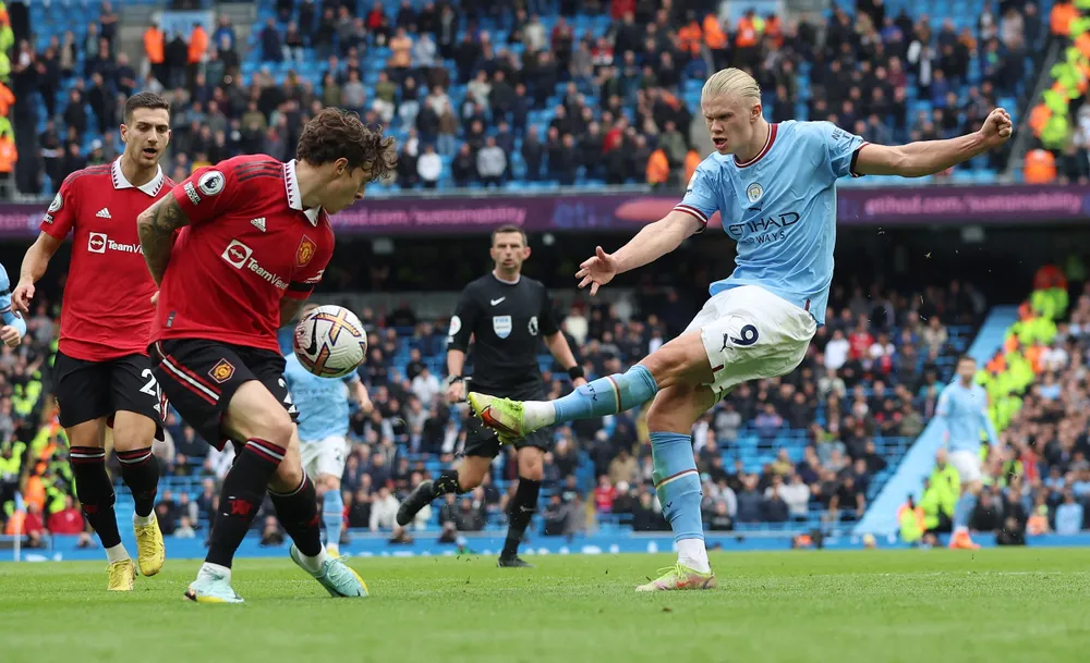 MU muốn thắng Man City sau trận thua ở chung kết FA Cup. Ảnh: Getty man-city-haaland.jpeg