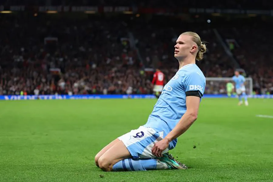 Haaland lập cú đúp trong trận, trong đó có 1 bàn thắng từ chấm 11m. ẢNH: GETTY haaland-man-city.jpeg