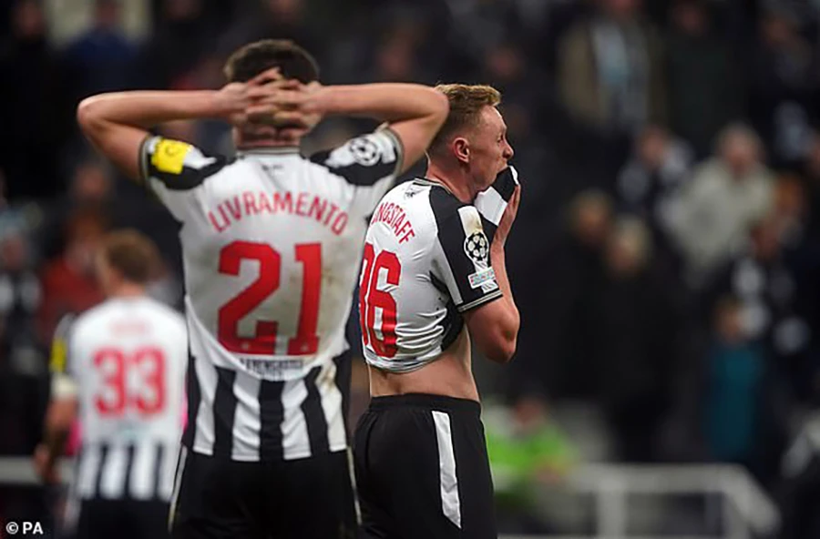 Newcastle xếp cuối bảng F tử thần Champions League. ẢNH: PA champions-league-newcastle.jpg