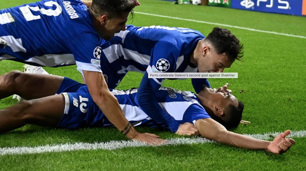 Các cầu thủ Porto có vé dự vòng knock-out sau trận thắng đối thủ cạnh tranh trực tiếp Shakhtar Donetsk. ẢNH: UEFA Champions League