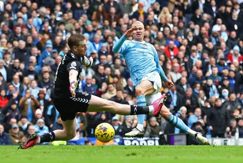 Erling Haaland từng lập cú đúp vào lưới Chelsea ở trận lượt đi diễn ra trên sân Stamford Brigde. Ảnh: Getty haaland-man-city.jpeg